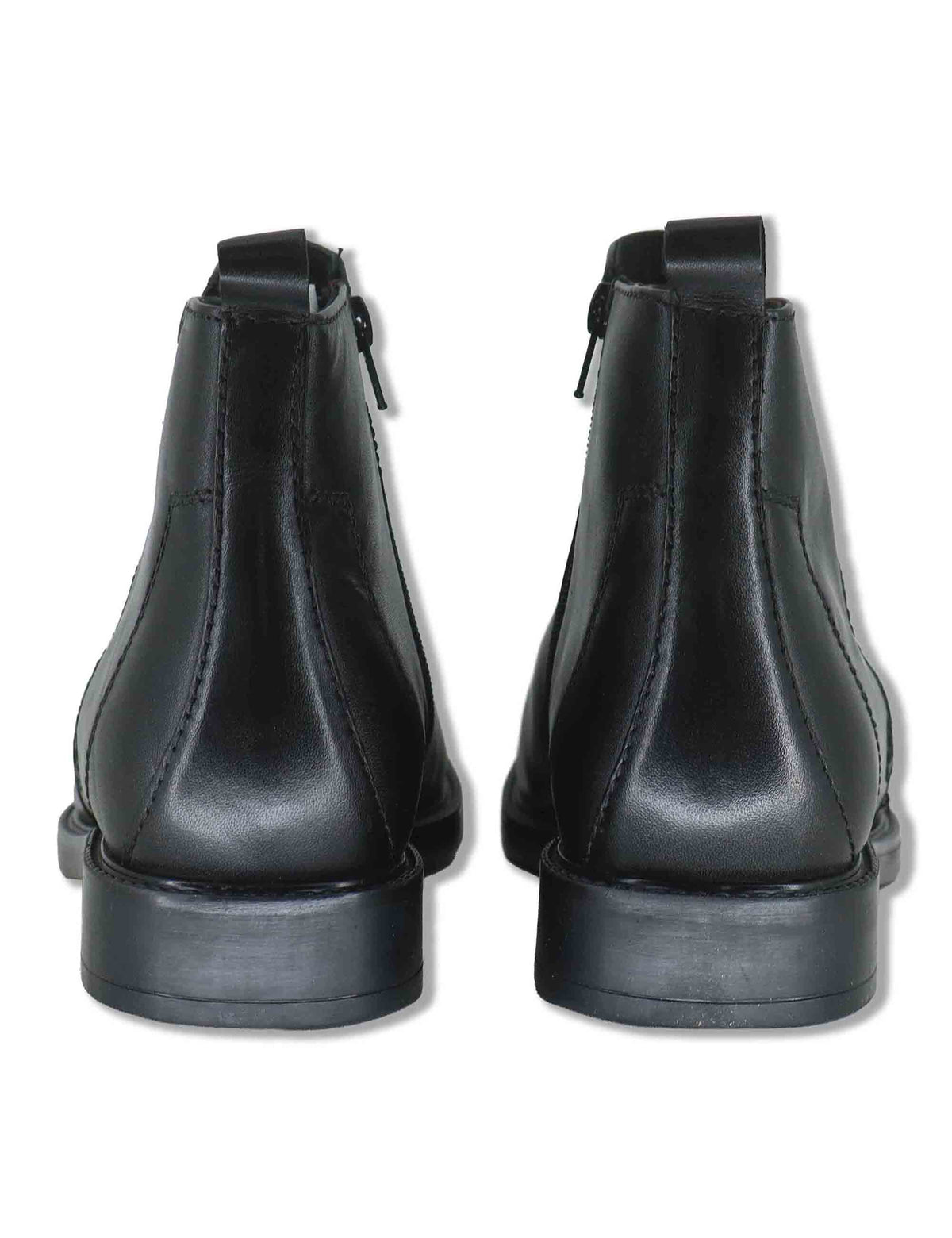 Stivaletti uomo in pelle nera con doppia zip esterna e interna e suola in gomma YB276201 600123 Vueva 