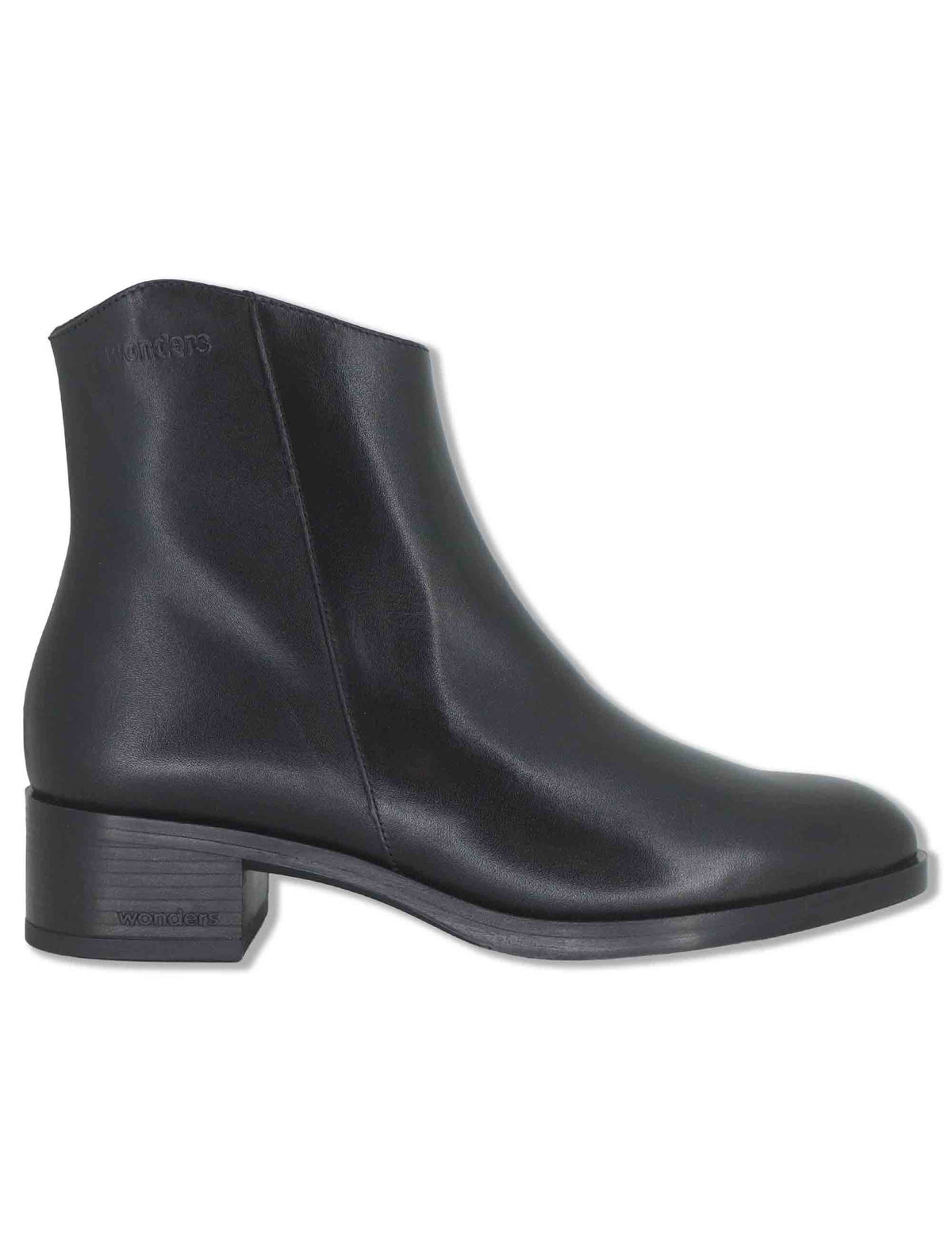 Stivaletti donna in pelle liscia nera con punta arrotondata tacco medio e soletta MemoryGel D-1801 NERO Wonders 