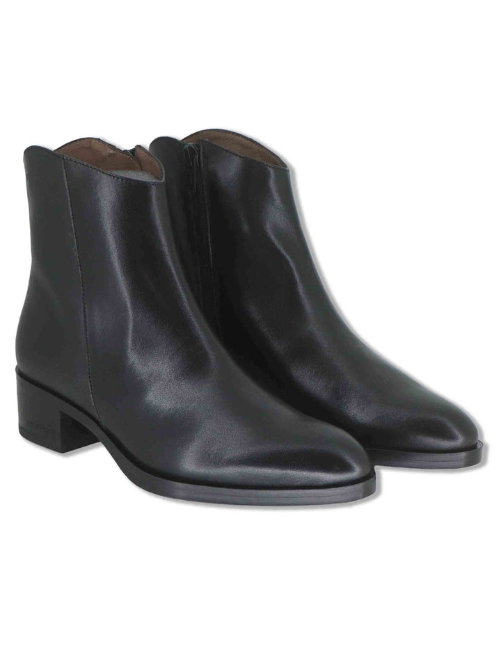 Stivaletti donna in pelle liscia nera con punta arrotondata tacco medio e soletta MemoryGel D-1801 NERO Wonders 