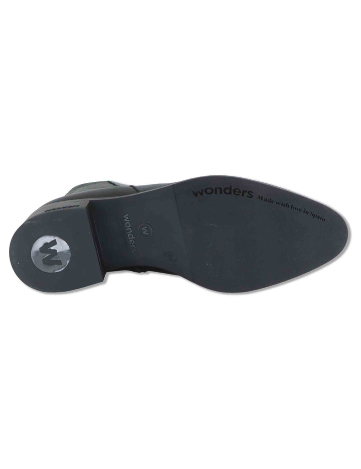 Stivaletti donna in pelle liscia nera con punta arrotondata tacco medio e soletta MemoryGel D-1801 NERO Wonders 