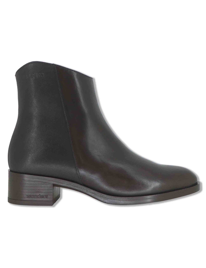 Stivaletti donna in pelle liscia marrone con punta arrotondata tacco medio e soletta MemoryGel D-1801 TESTA Wonders 