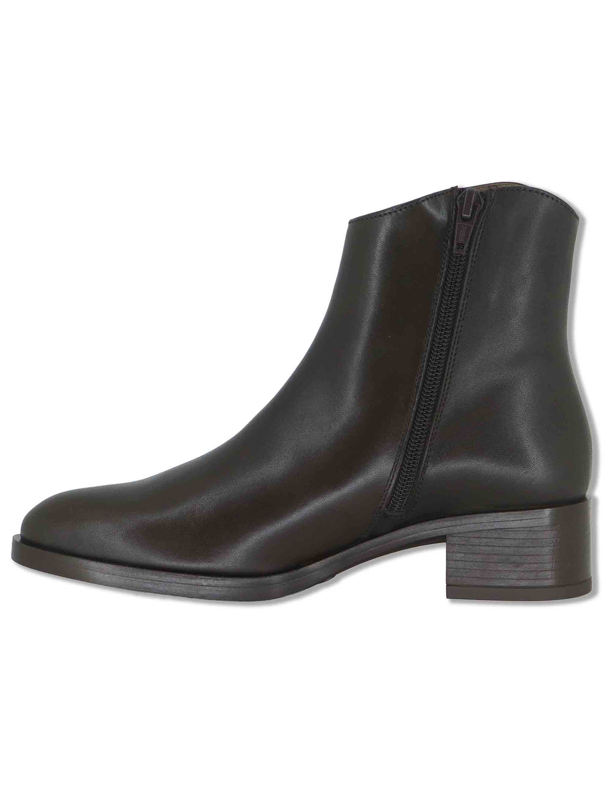 Stivaletti donna in pelle liscia marrone con punta arrotondata tacco medio e soletta MemoryGel D-1801 TESTA Wonders 