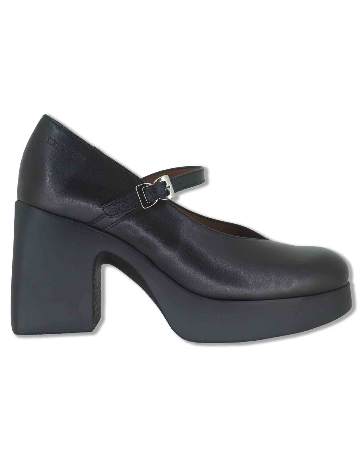 Decollete donna in pelle nera con cinturino tacco e plateau con tecnologia WondersFly H-49100 NERO Wonders 