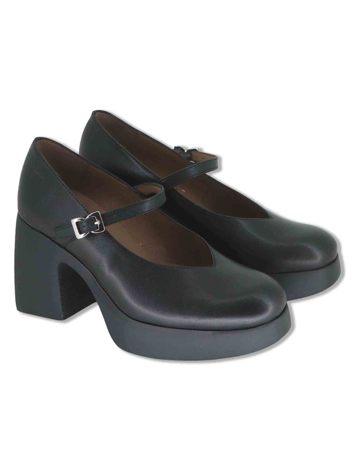 Decollete donna in pelle nera con cinturino tacco e plateau con tecnologia WondersFly H-49100 NERO Wonders 