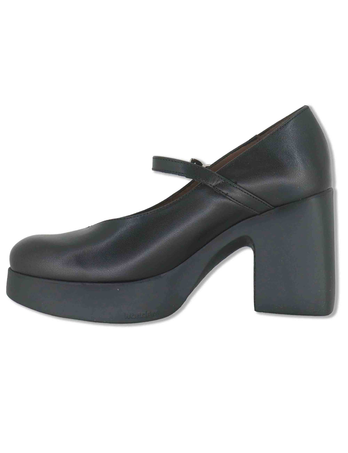 Decollete donna in pelle nera con cinturino tacco e plateau con tecnologia WondersFly H-49100 NERO Wonders 