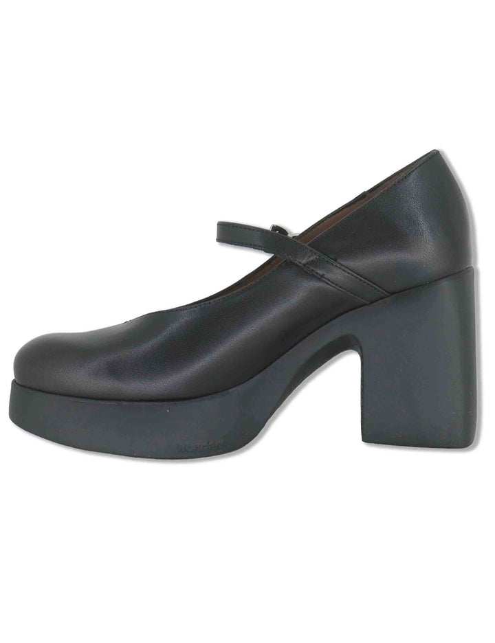 Decollete donna in pelle nera con cinturino tacco e plateau con tecnologia WondersFly H-49100 NERO Wonders 