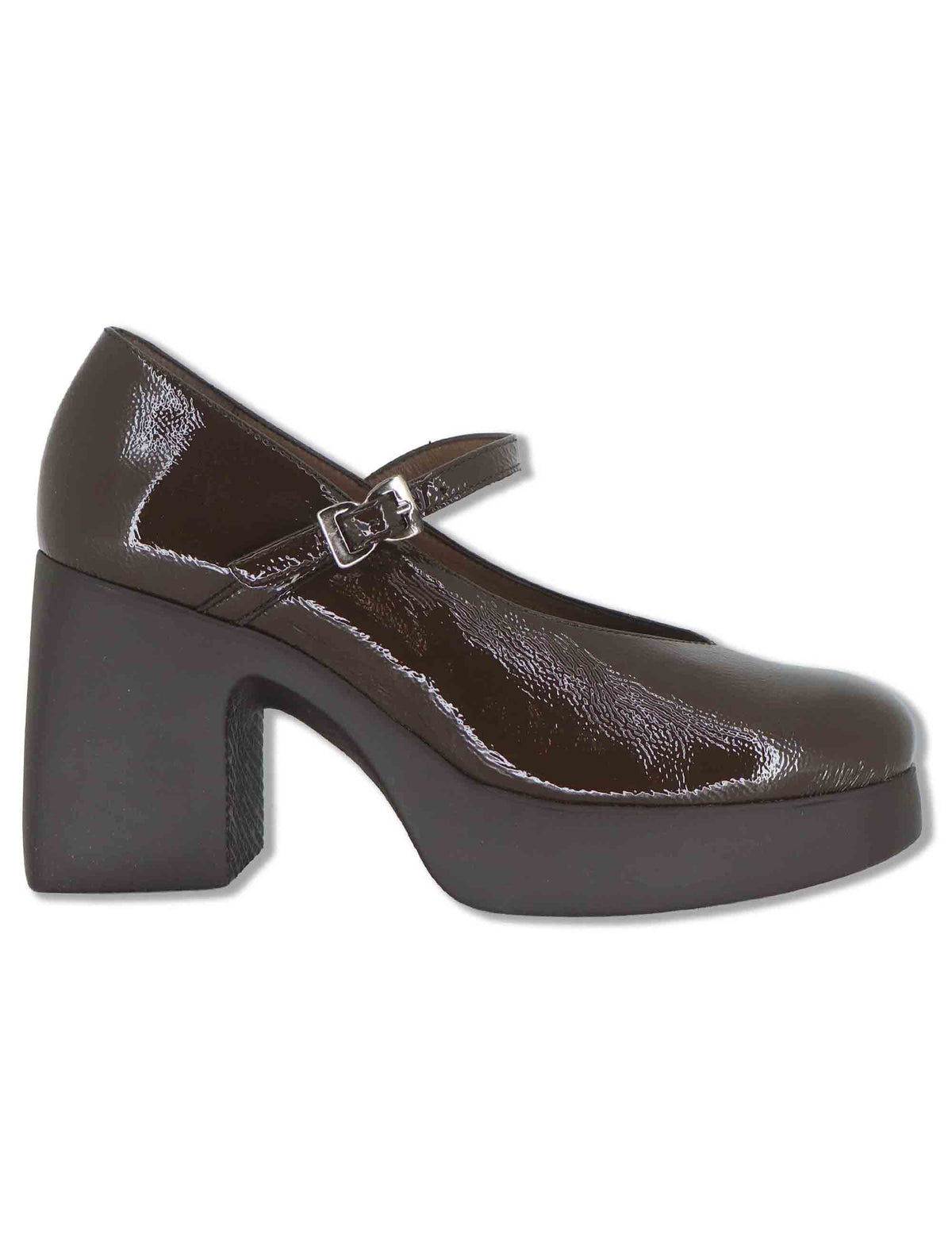 Decollete donna in vernice marrone con cinturino tacco e plateau con tecnologia WondersFly H-49100 TESTA Wonders 
