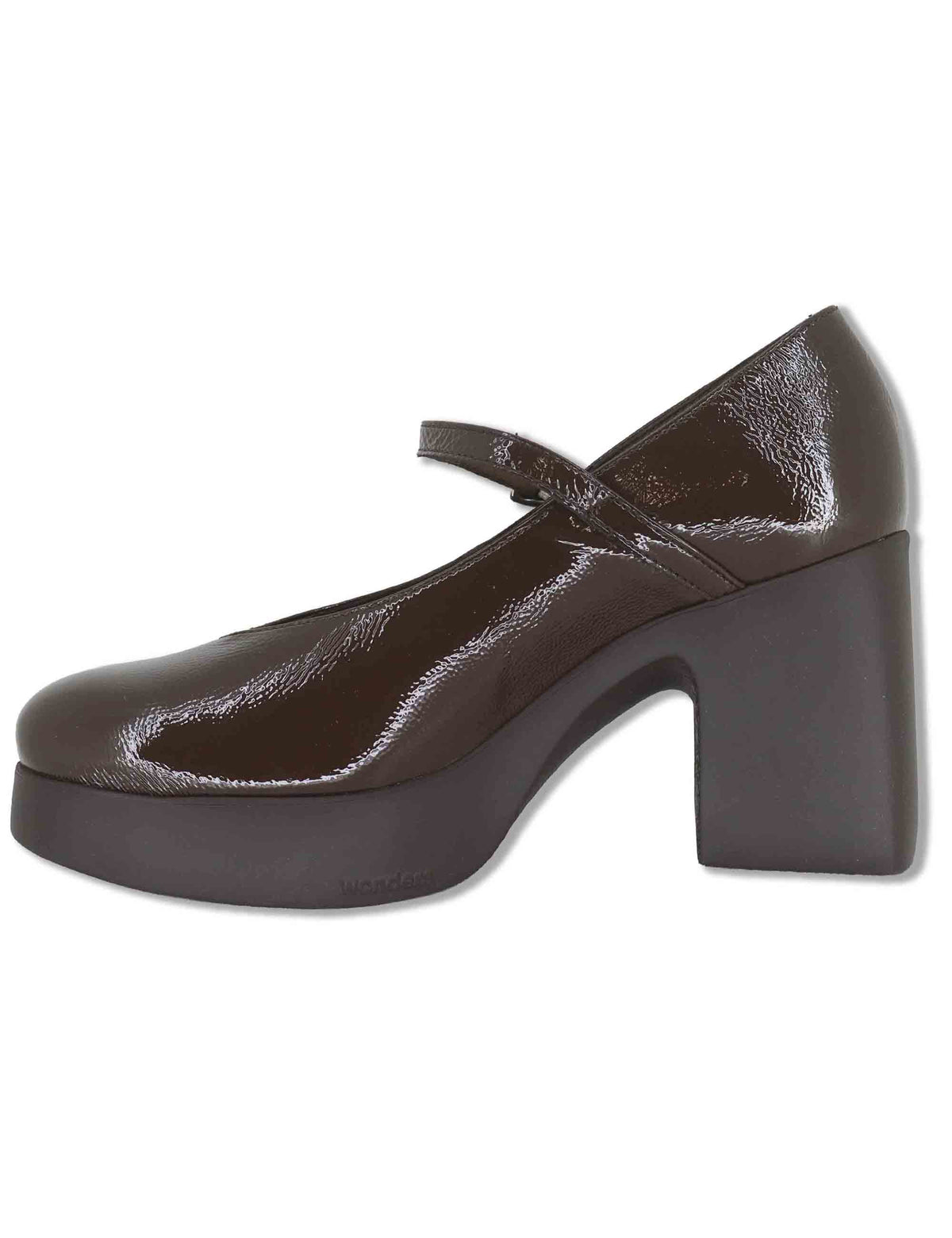 Decollete donna in vernice marrone con cinturino tacco e plateau con tecnologia WondersFly H-49100 TESTA Wonders 