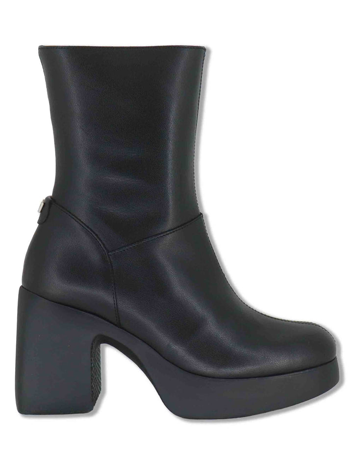 Stivaletti donna in pelle nera con plateau e tacco in gomma tecnologia WondersFly H-49101 NERO Wonders 