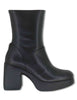 Stivaletti in pelle nera con plateau e tacco in gomma Donna H-49101 NERO