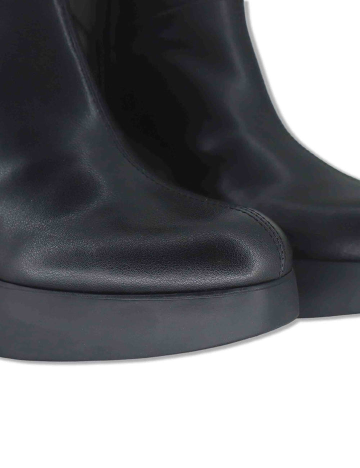 Stivaletti donna in pelle nera con plateau e tacco in gomma tecnologia WondersFly H-49101 NERO Wonders 