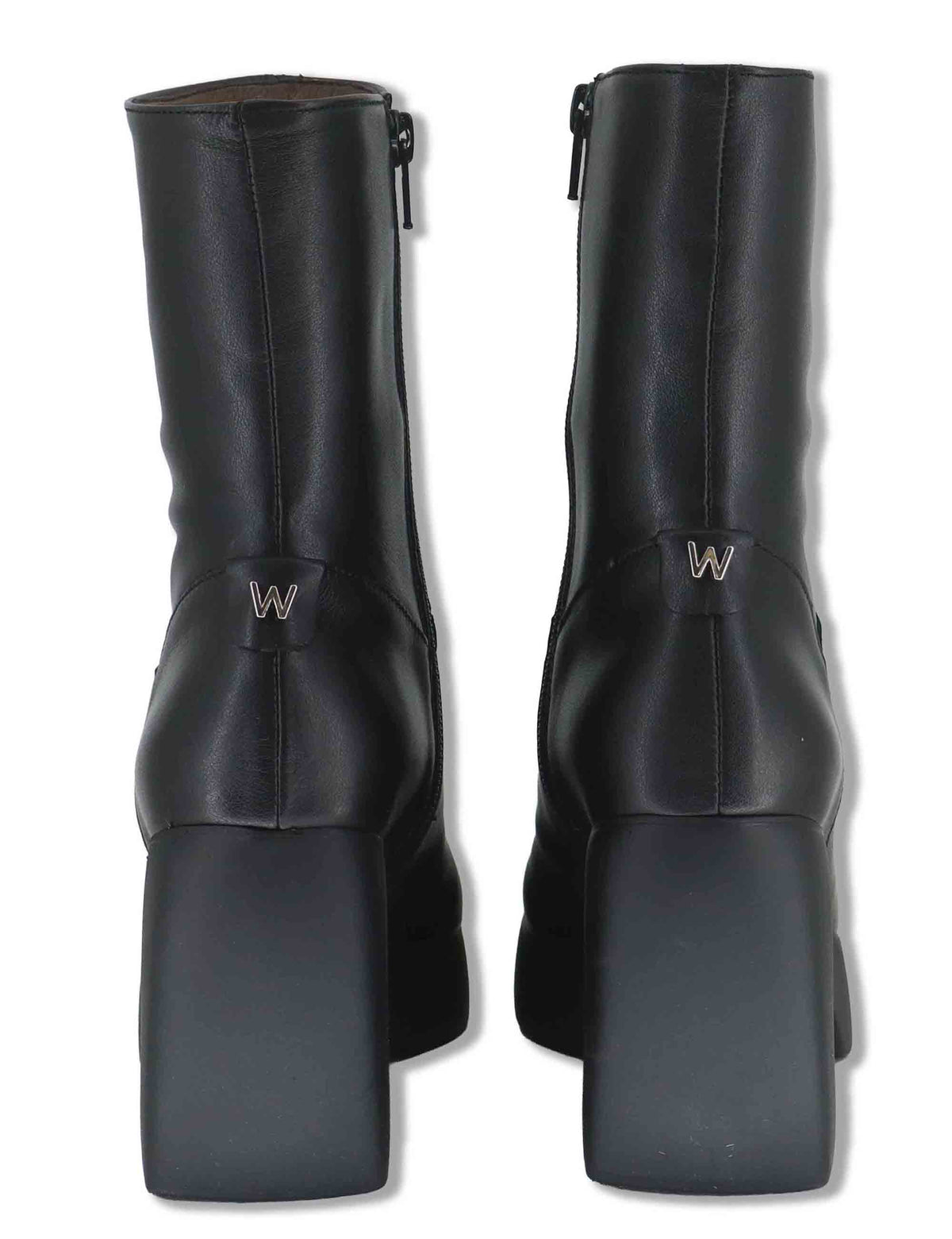 Stivaletti donna in pelle nera con plateau e tacco in gomma tecnologia WondersFly H-49101 NERO Wonders 