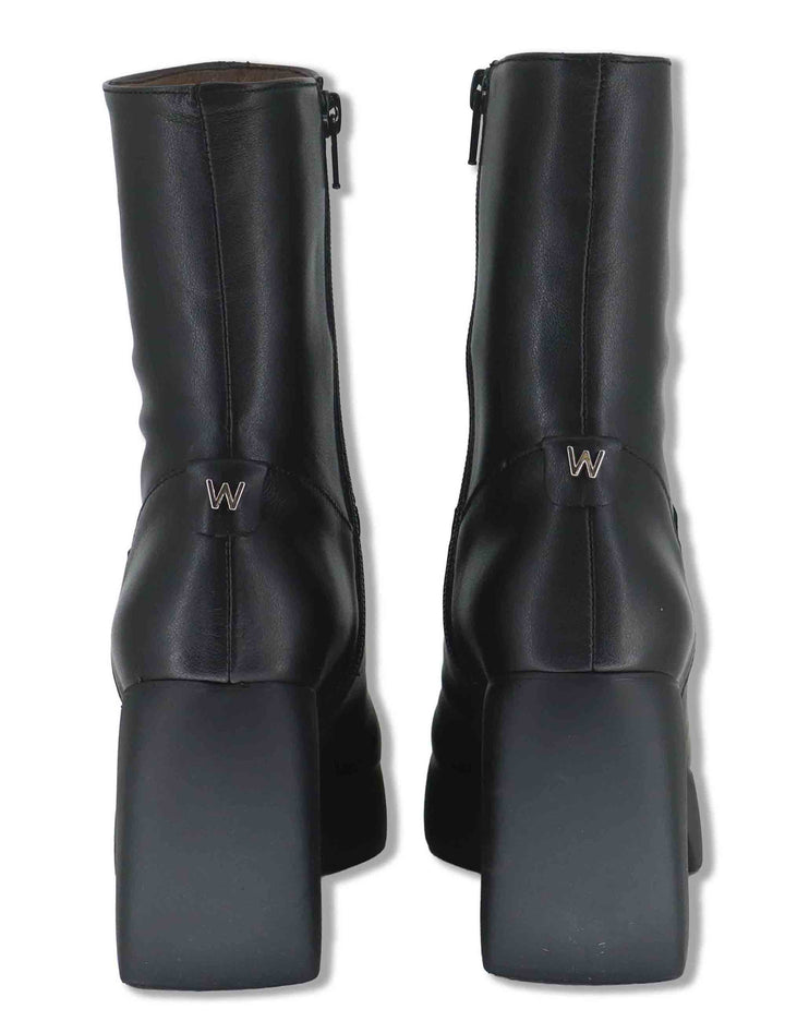 Stivaletti donna in pelle nera con plateau e tacco in gomma tecnologia WondersFly H-49101 NERO Wonders 