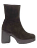 Stivaletti in camoscio marrone con plateau e tacco in gomma Donna H-49101 TESTA