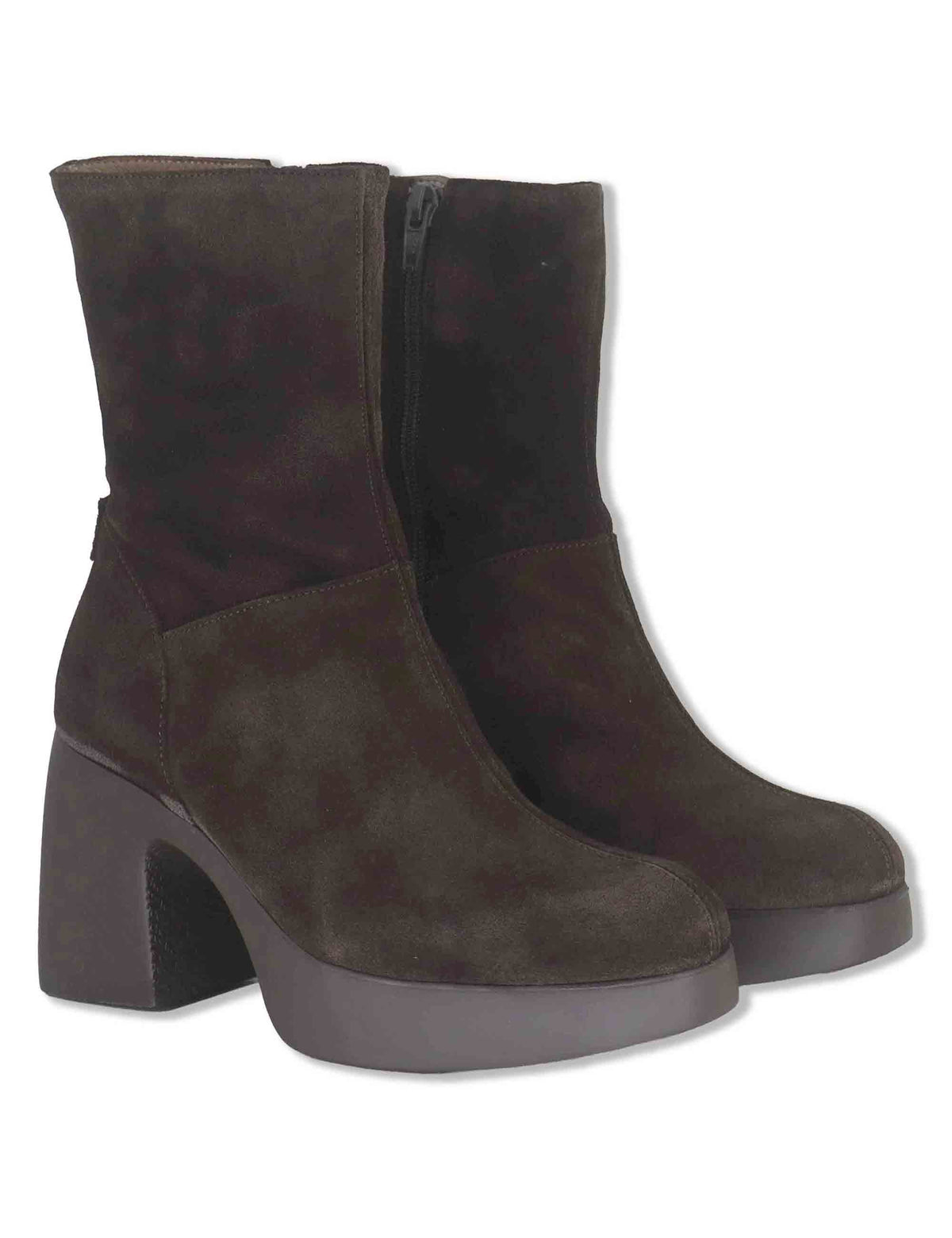 Stivaletti donna in pelle scamosciata marrone con plateau e tacco in gomma tecnologia WondersFly H-49101 TESTA Wonders 