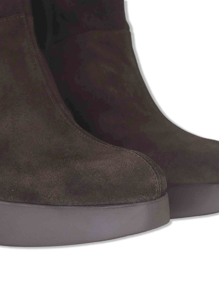 Stivaletti donna in pelle scamosciata marrone con plateau e tacco in gomma tecnologia WondersFly H-49101 TESTA Wonders 