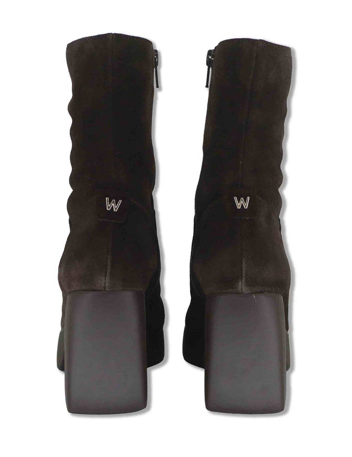 Stivaletti donna in pelle scamosciata marrone con plateau e tacco in gomma tecnologia WondersFly H-49101 TESTA Wonders 