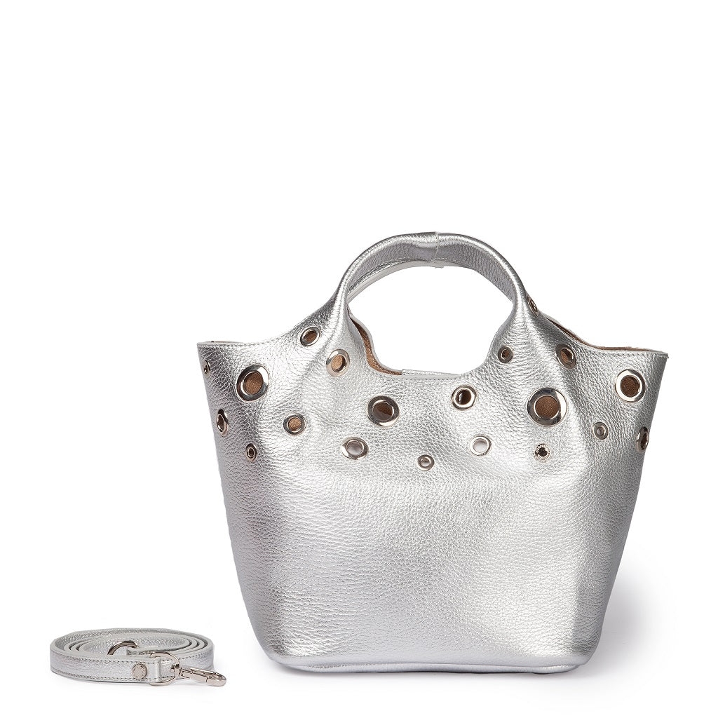 Belinda small silver leather bag