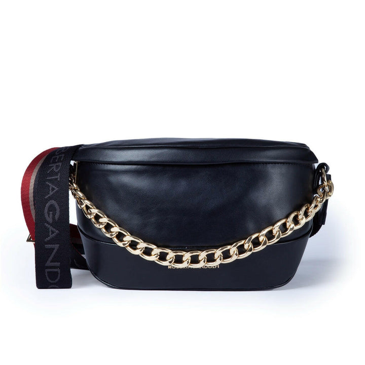 Borselli donna a tracolla Micol Belt Bag in pelle nera.