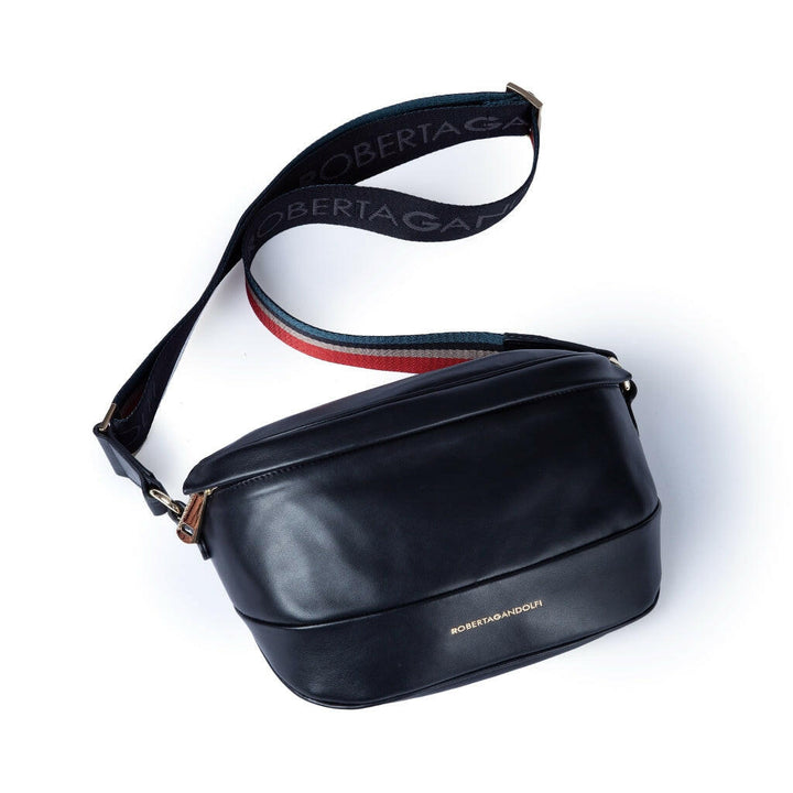 Borselli donna a tracolla Micol Belt Bag in pelle nera.