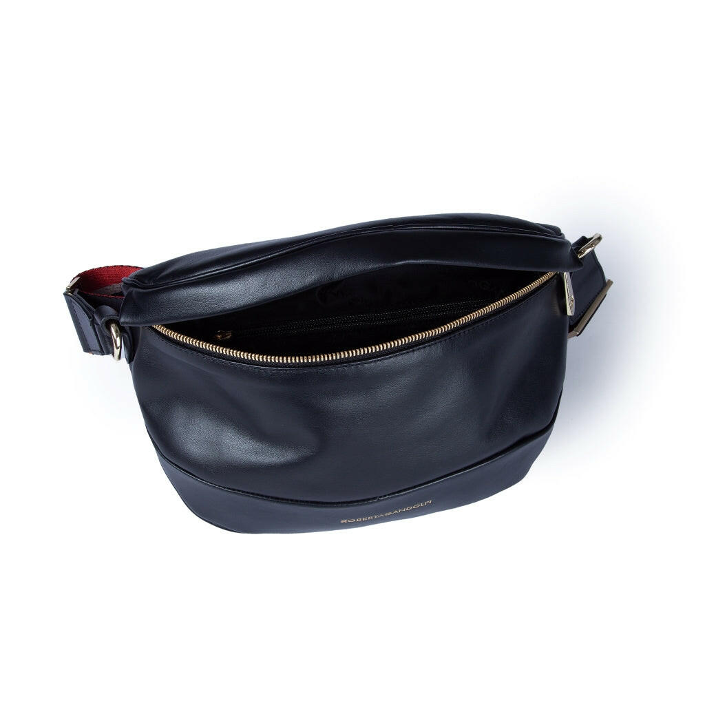 Borselli donna a tracolla Micol Belt Bag in pelle nera.