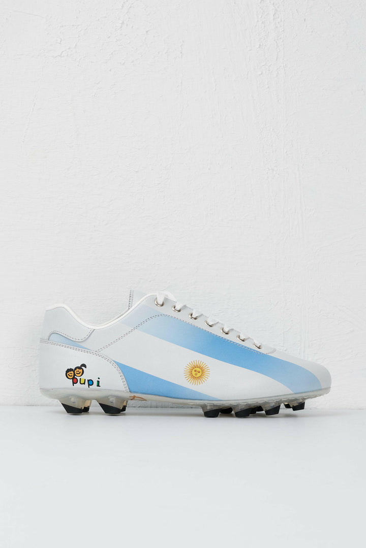 Scarpe da calcio Lazzarini in pelle bianca Limited Edition x Pupi.