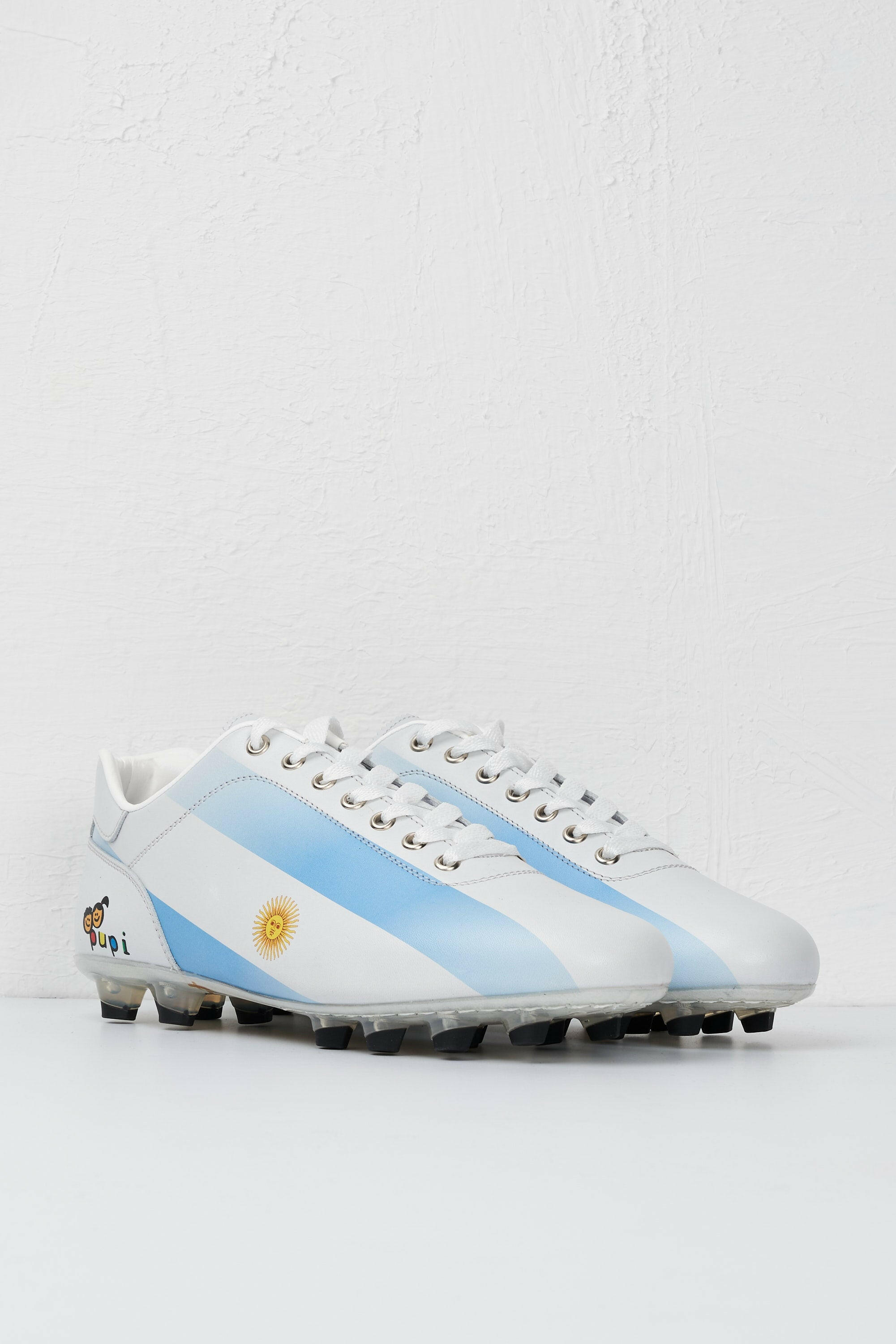 Scarpe da calcio Lazzarini in pelle bianca Limited Edition x Pupi.