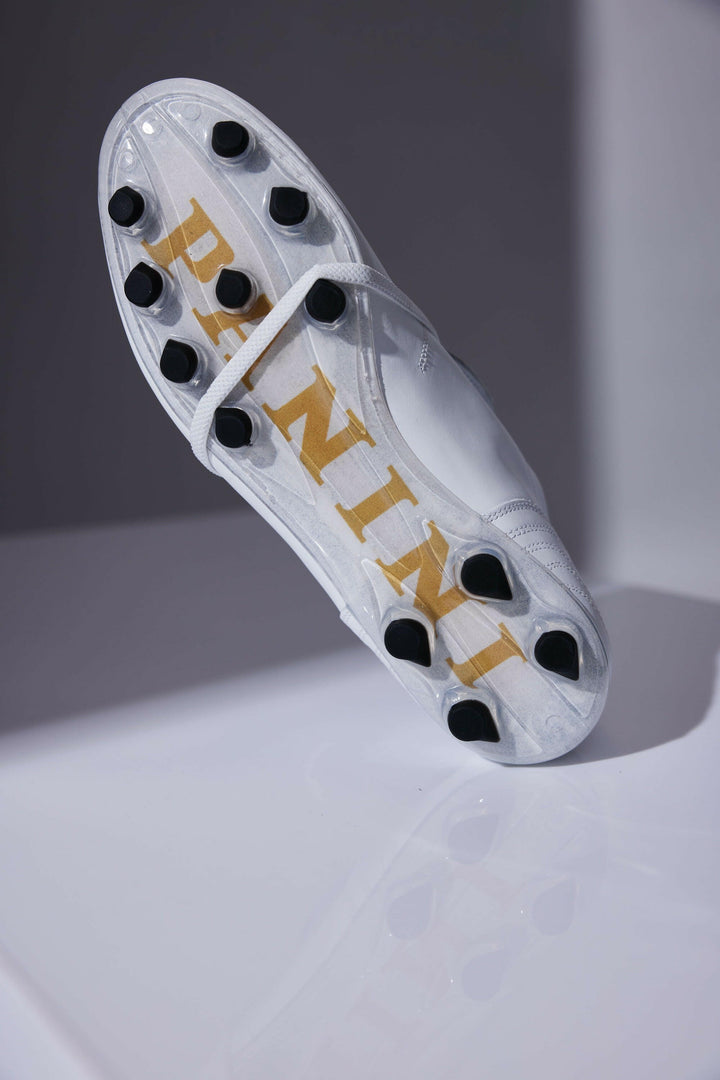 Scarpe da calcio Lazzarini in pelle bianca Limited Edition x Panini.