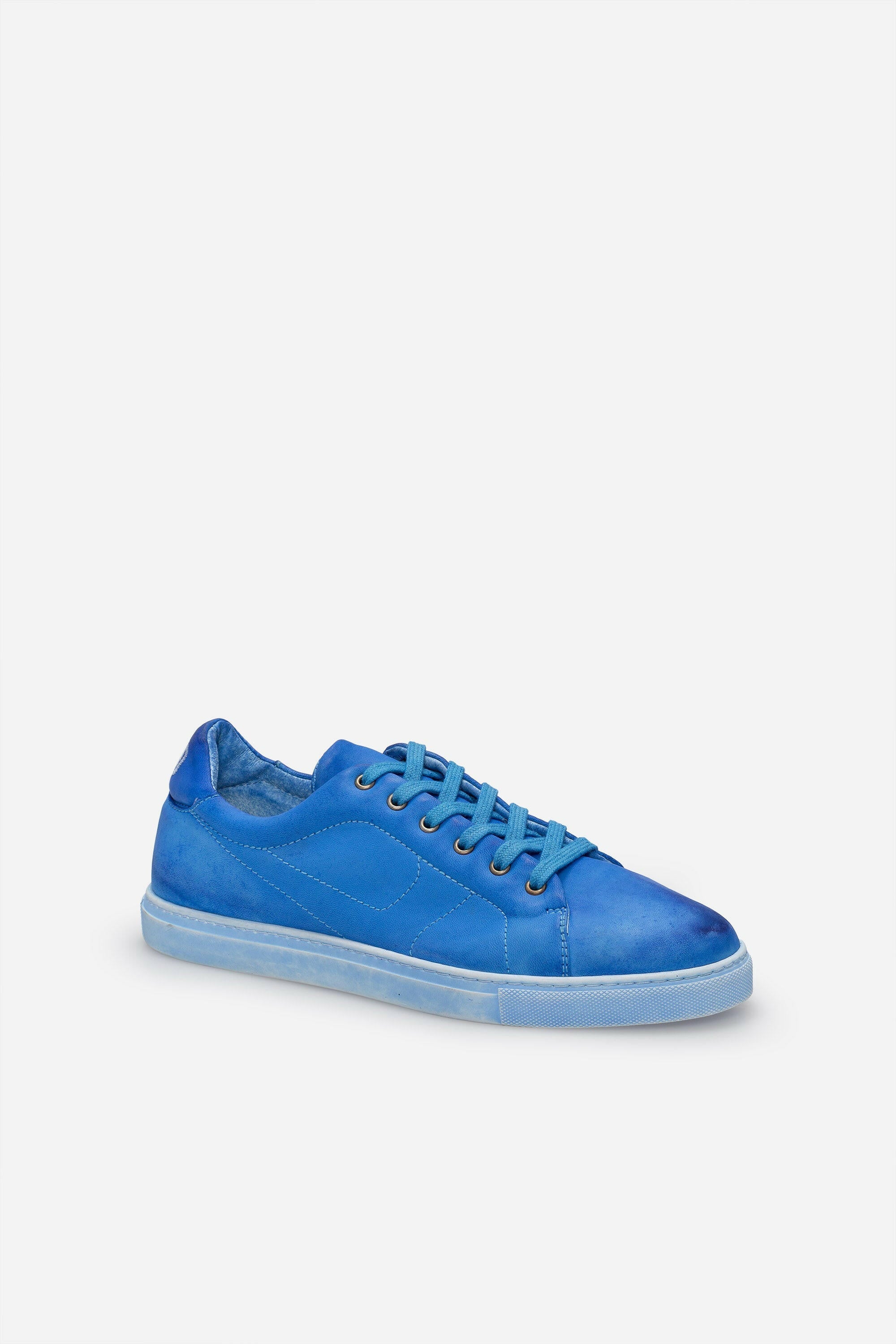 Sneakers uomo N.100 in pelle celeste vintage.