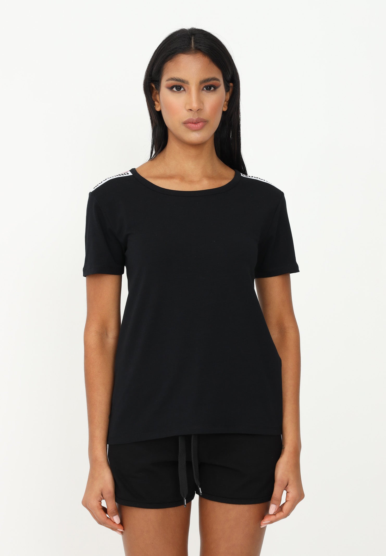 T-shirt donna in morbido cotone nero