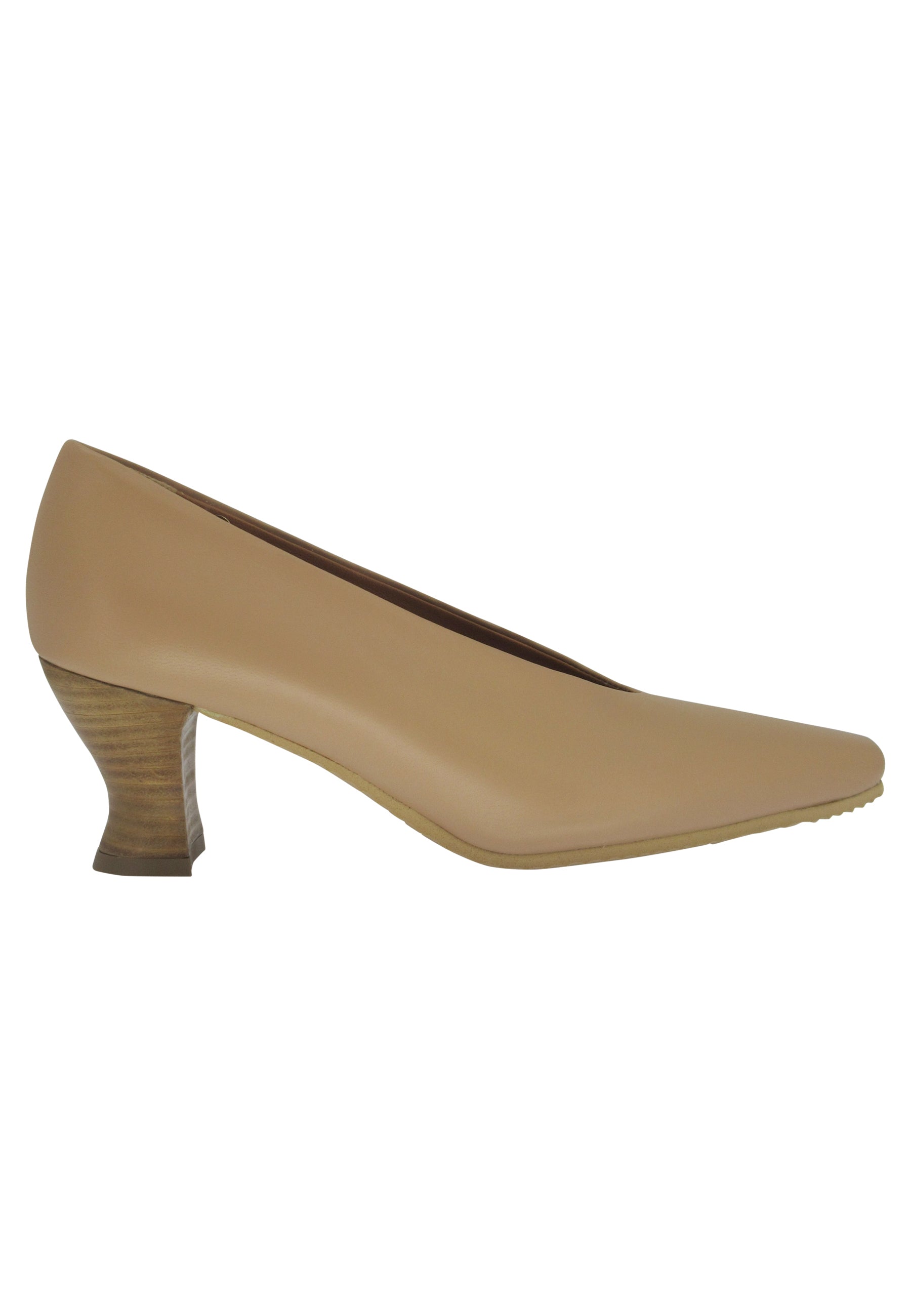 Women's nude leather pumps with rubber sole