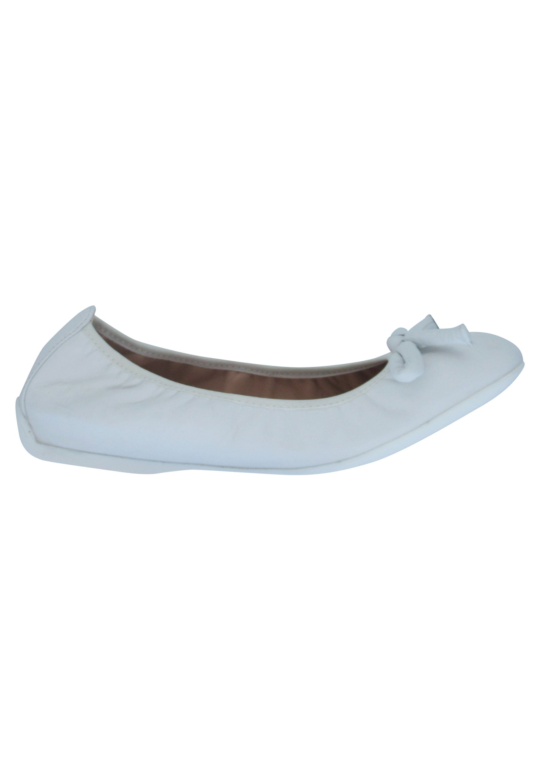 Aleda women's ballet flats in white leather and low rubber sole
