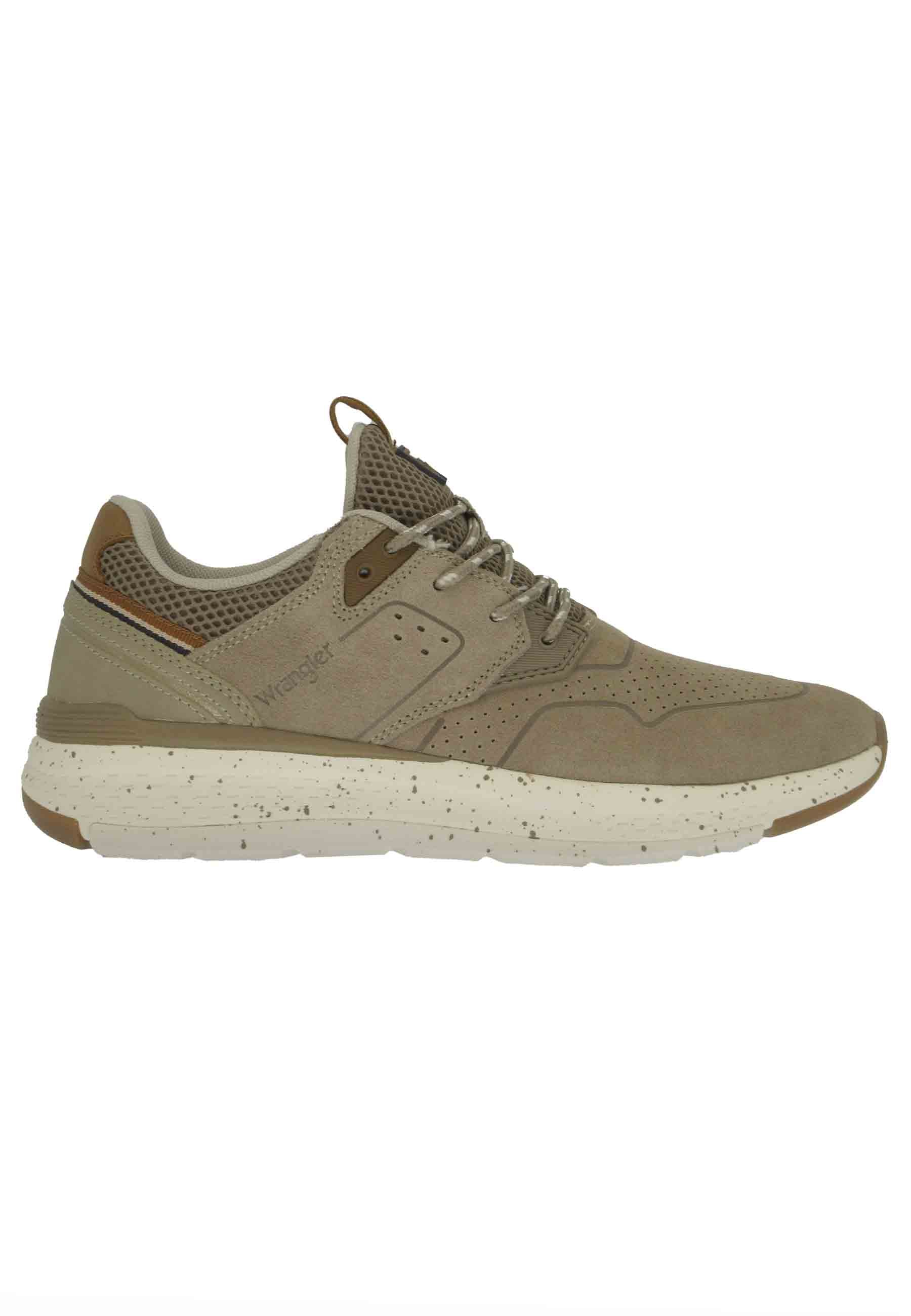 Pioneer Suede men's sneakers in sand leather with ultra light and memory foam sole