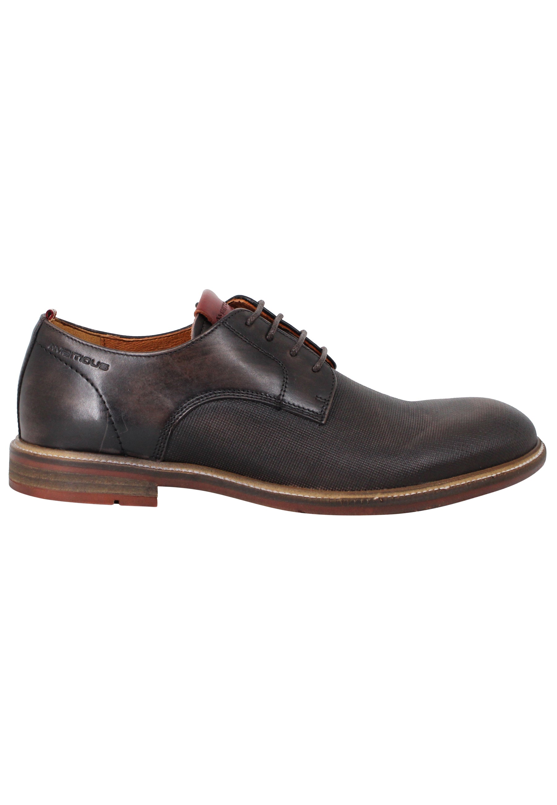 Caye men's lace-ups in dark brown leather with leather and rubber sole