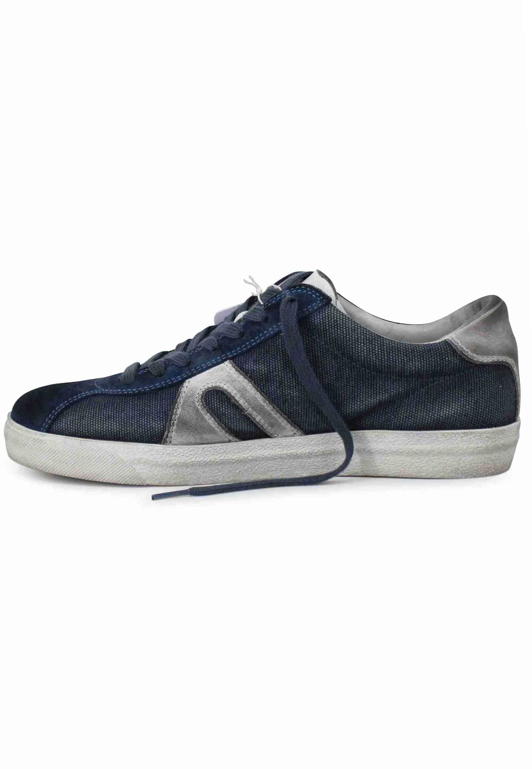 Sneakers uomo in canvas vintage blu
