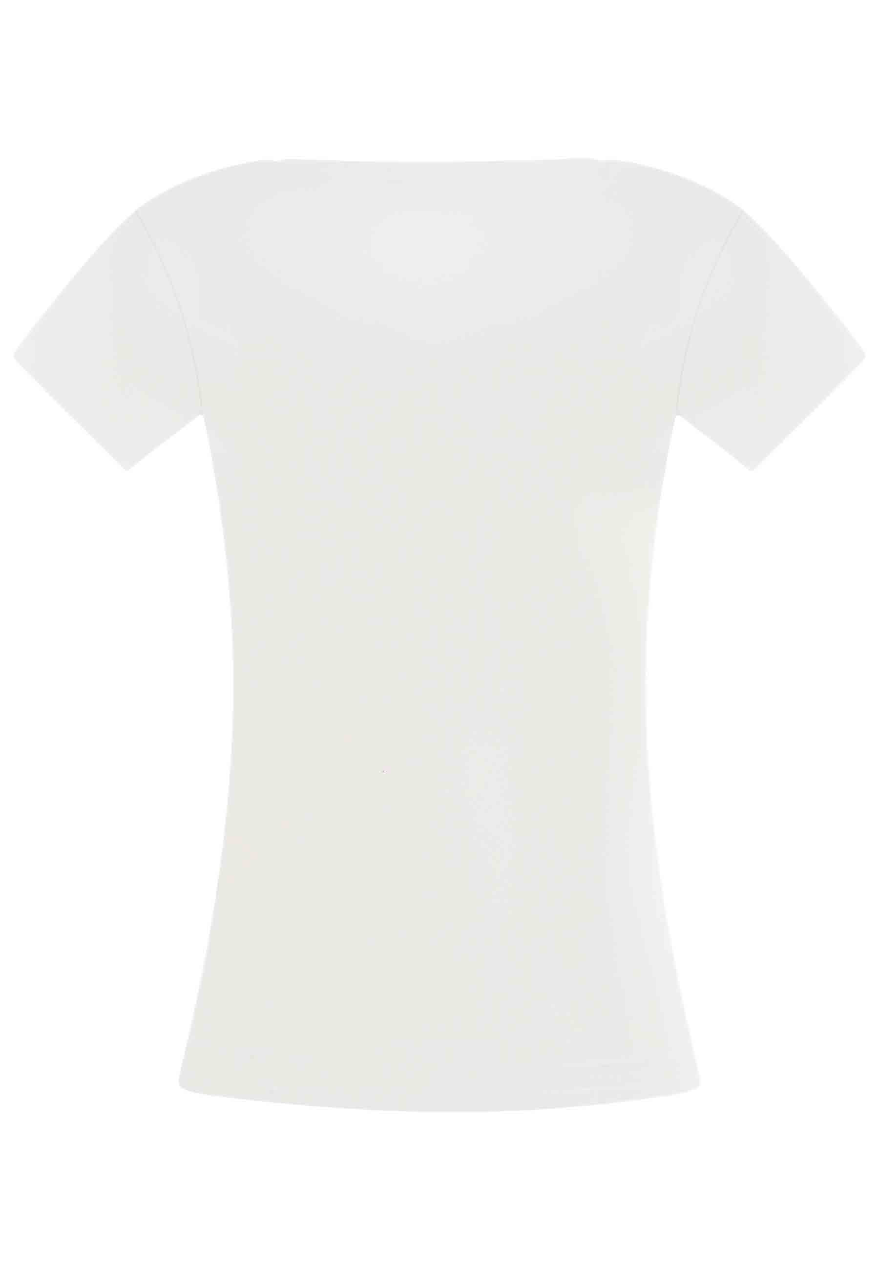 T-shirt donna Icons in cotone bianco con stampa in seta