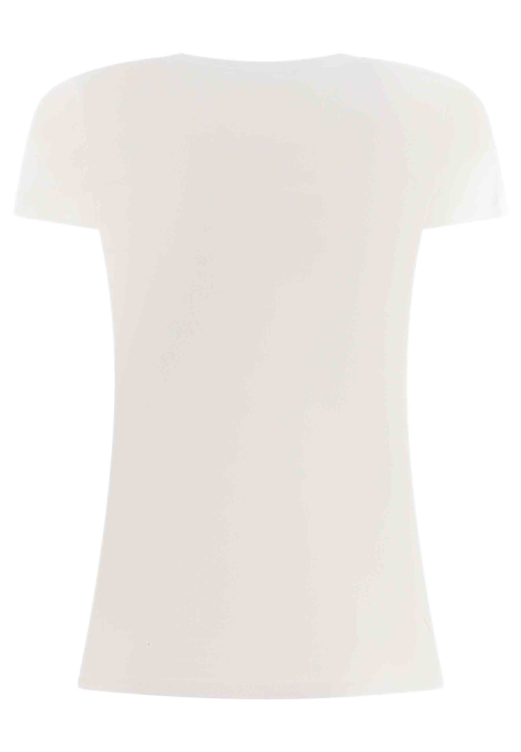 T-shirt donna Icons in cotone bianco con stampa in seta