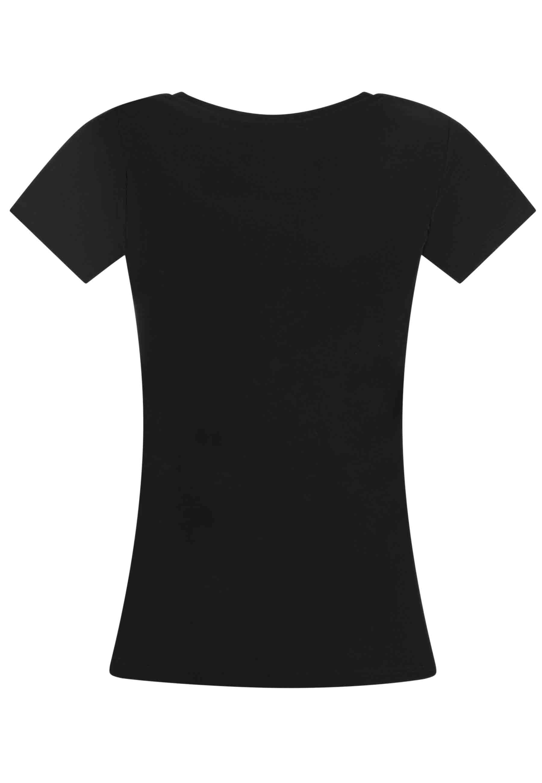 T-shirt donna Savage in cotone nero con stampa in seta