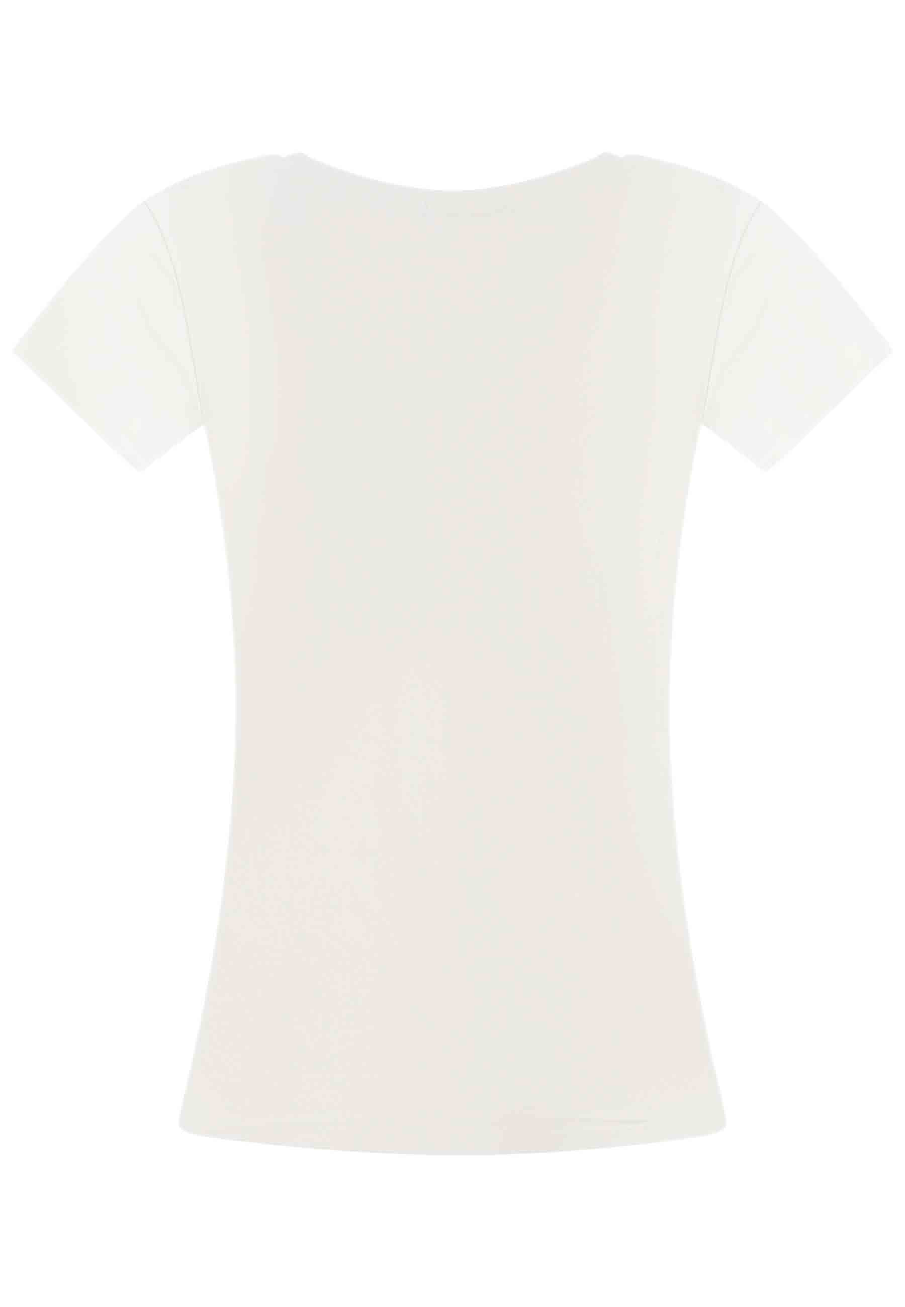 T-shirt donna Savage in cotone bianco con stampa in seta