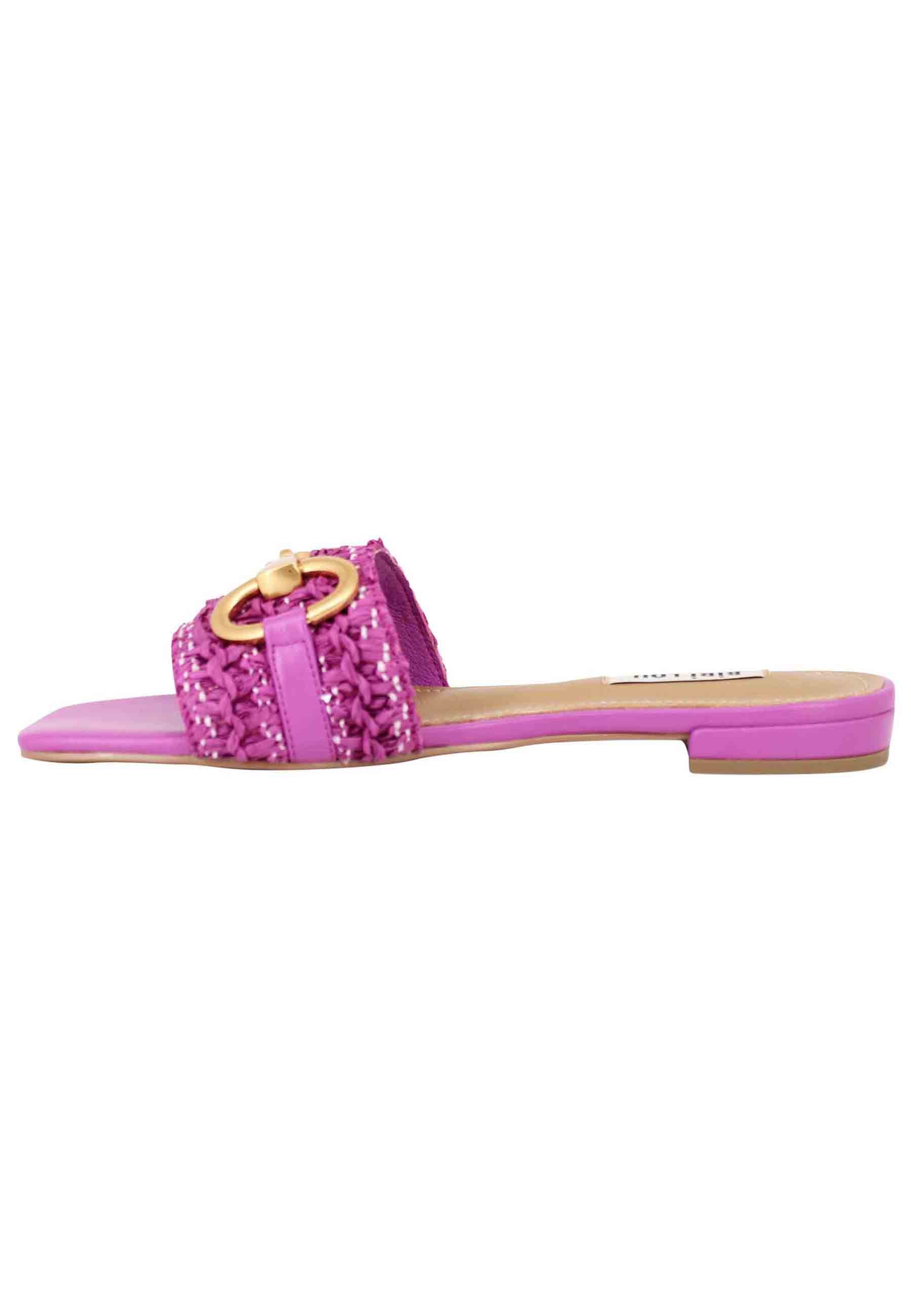 Sandali donna Edna in pelle viola con morsetto e tacco basso 544Z69VK 037 Bibi Lou 
