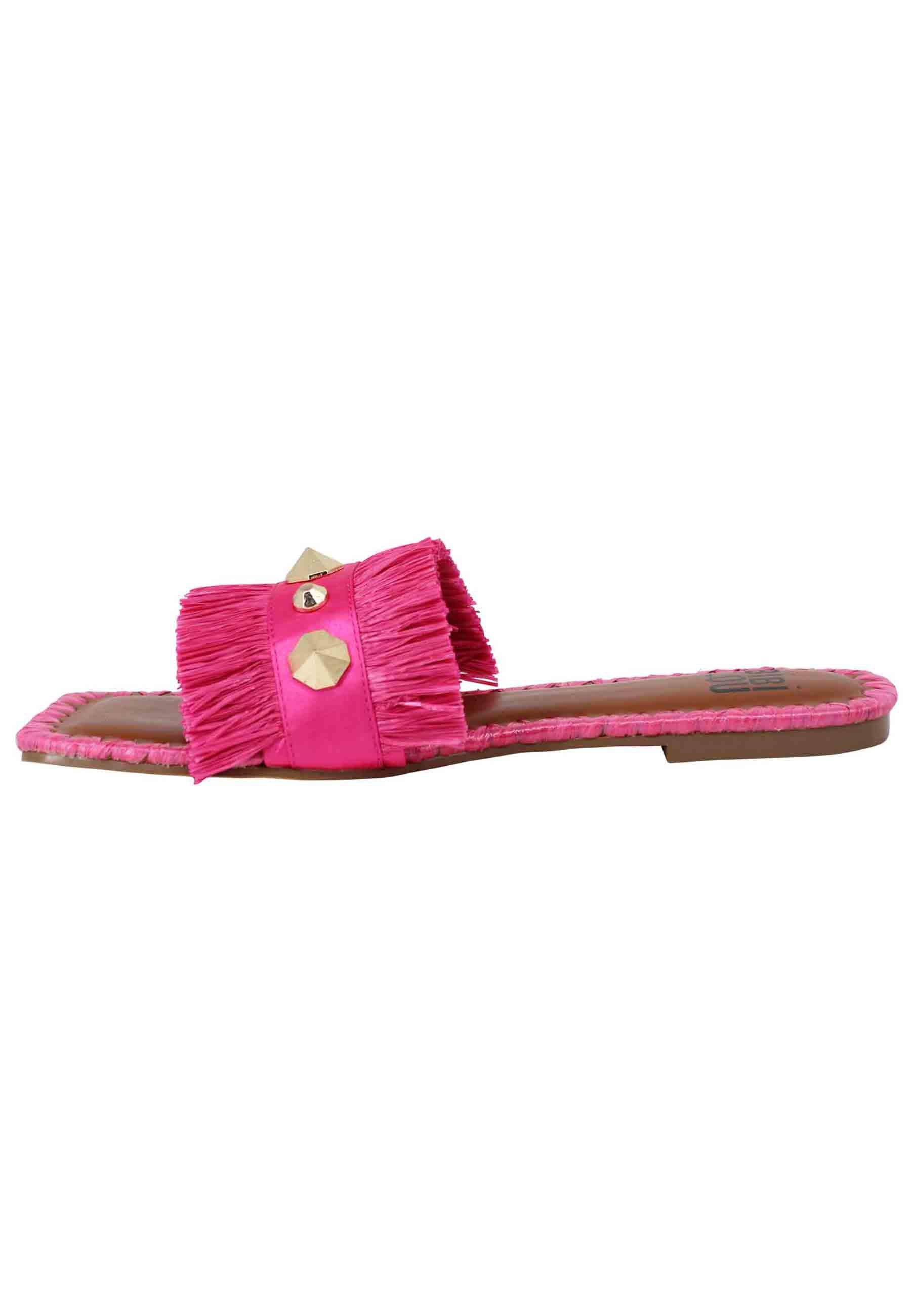 Sandali flat Alexis donna tessuto sfrangiato fuxia con borchie 891Z69HG 053 Bibi Lou 