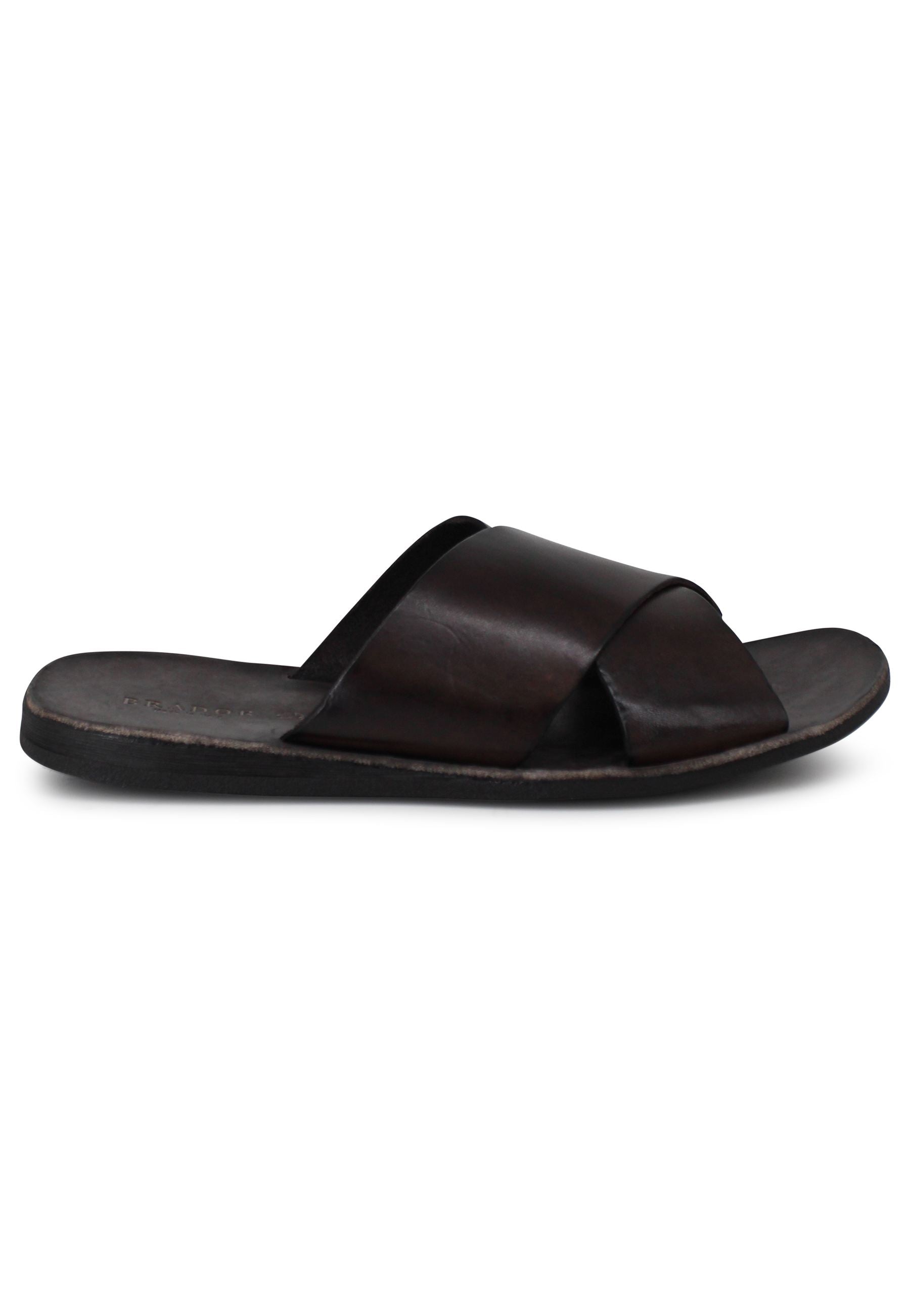 Men's brown leather sandals with double cross