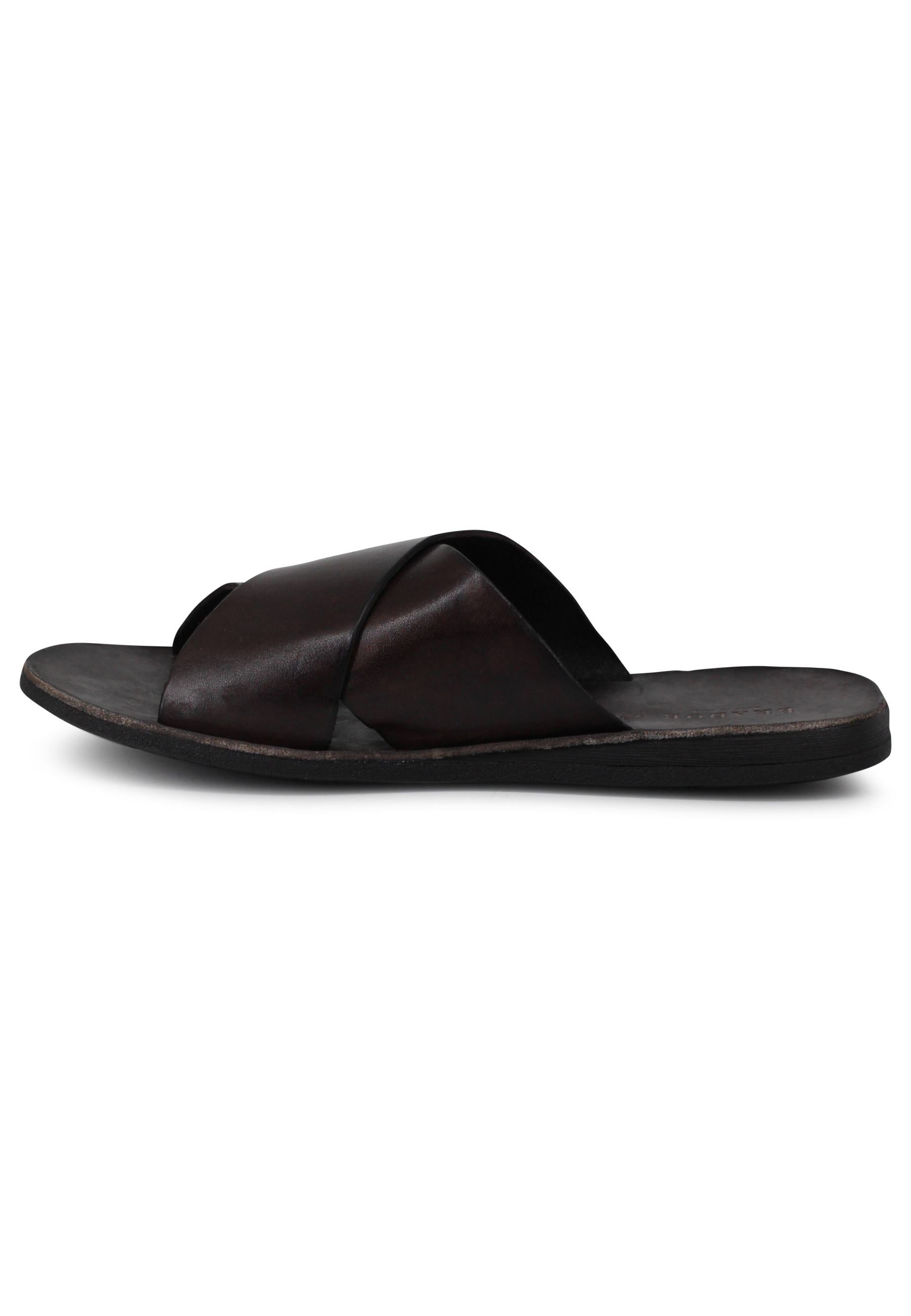 Men's brown leather sandals with double cross