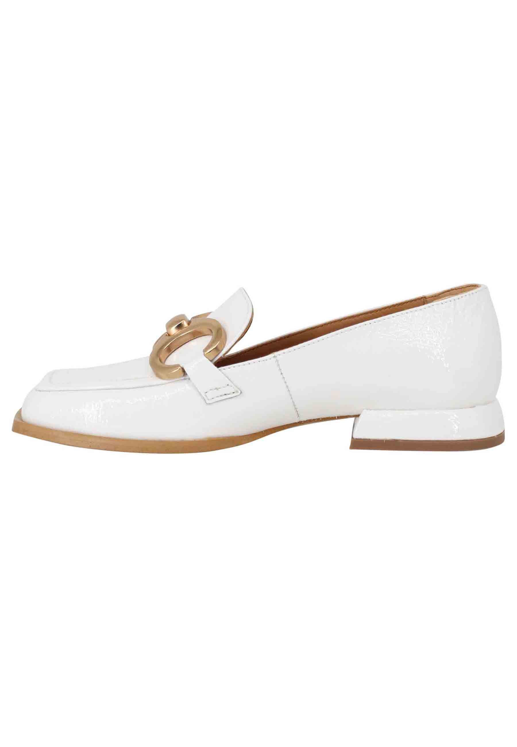 Mocassini donna Poppi Chal in naplak off white con morsetto in oro satinato BF0101X 016 Bruno Premi 