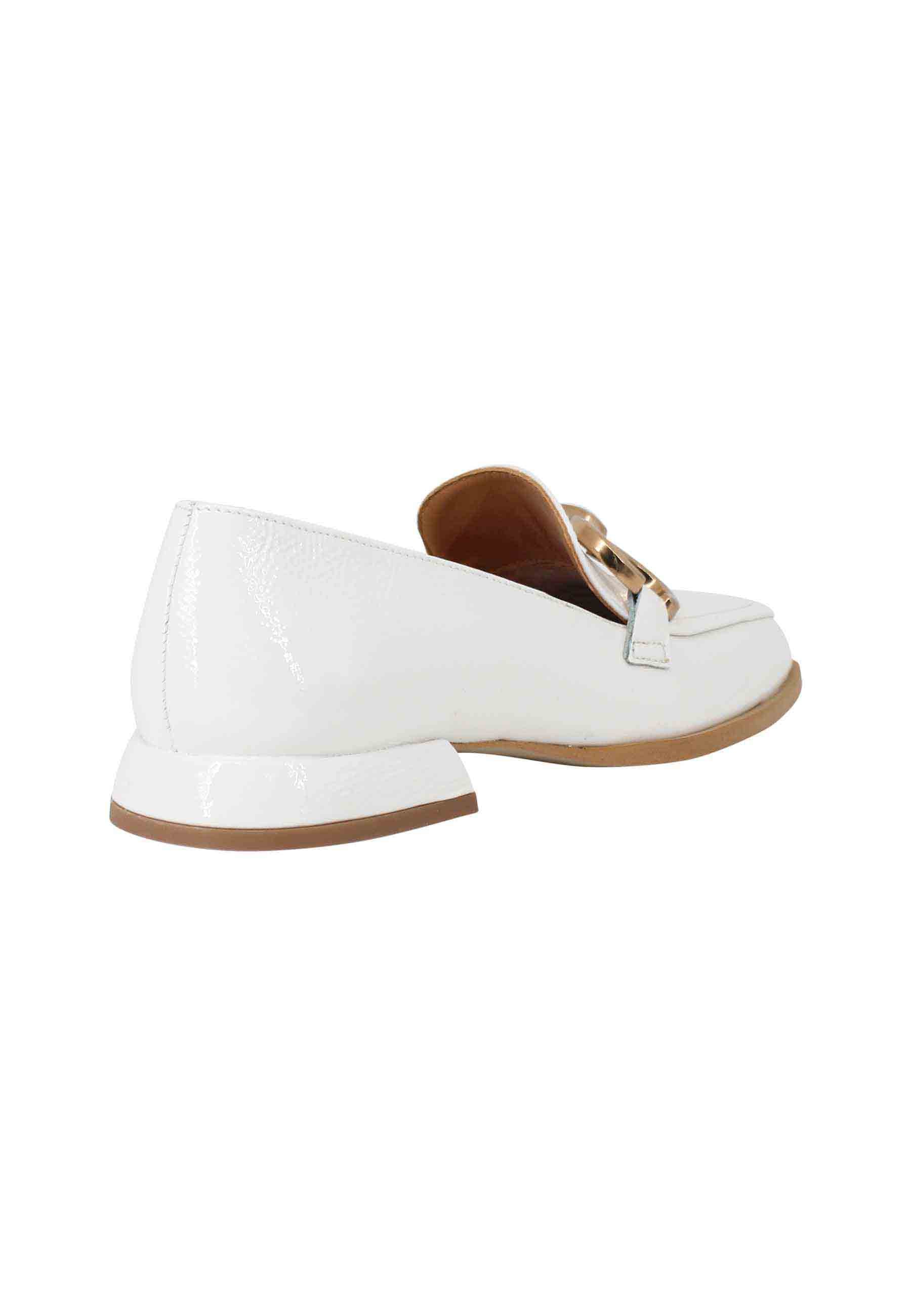 Mocassini donna Poppi Chal in naplak off white con morsetto in oro satinato BF0101X 016 Bruno Premi 