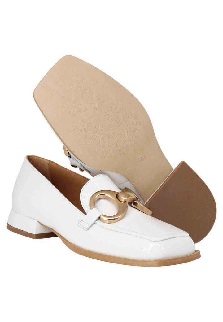 Mocassini donna Poppi Chal in naplak off white con morsetto in oro satinato BF0101X 016 Bruno Premi 