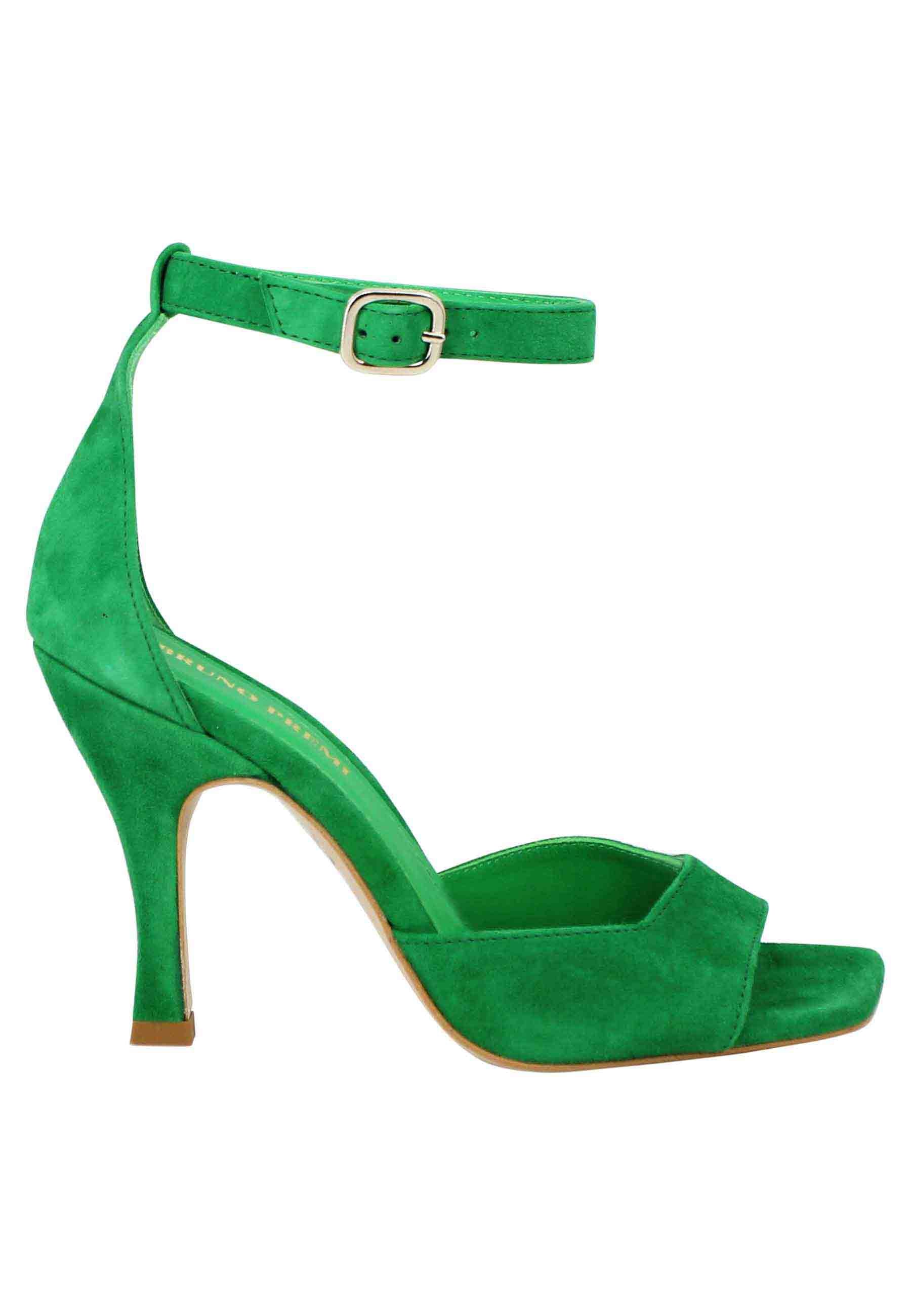 Sandales femme Soly Lea en daim vert avec bride cheville