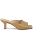 Women's natural leather sandals with square toe