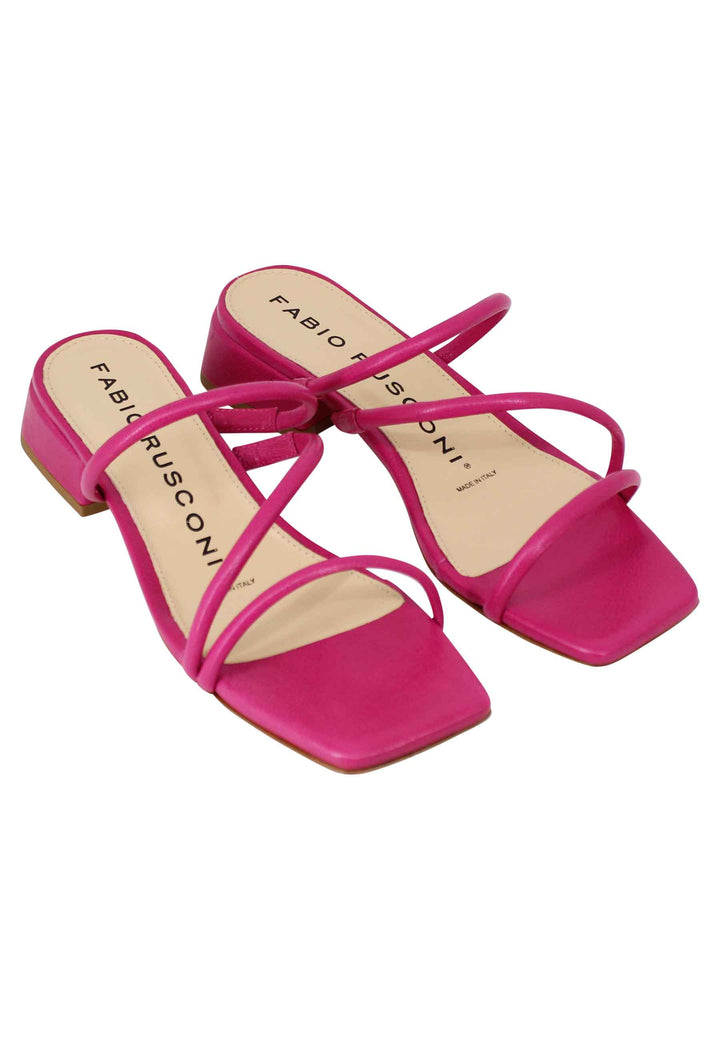 Sandali donna in pelle fuxia con tacco basso e punta quadra S-5693 050 Fabio Rusconi 