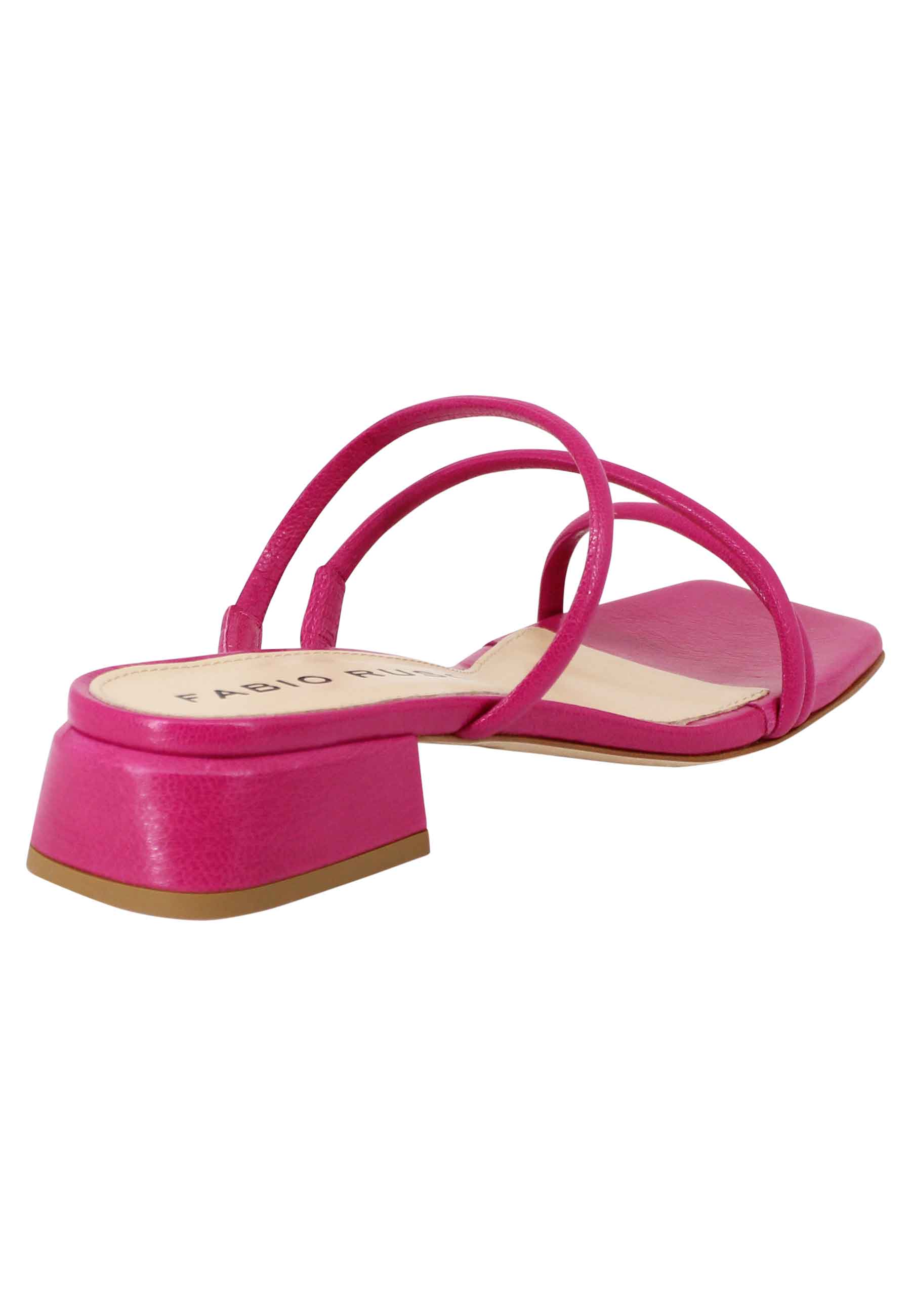 Sandali donna in pelle fuxia con tacco basso e punta quadra S-5693 050 Fabio Rusconi 